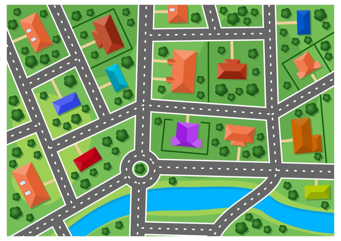 Karta av liten stad eller förort by vektor