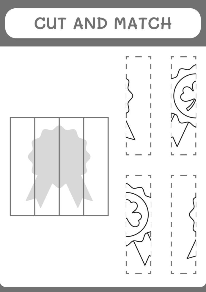 klipp och matcha delar av klöver märke, spel för barn. vektor illustration, utskrivbart kalkylblad