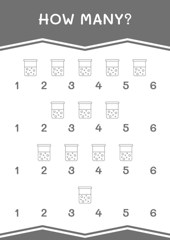 wie viele chemiekolben, spiel für kinder. Vektorillustration, druckbares Arbeitsblatt vektor