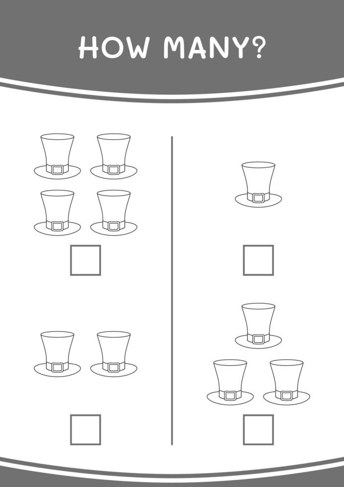 wie viele von st. Patrick's Day Hut, Spiel für Kinder. Vektorillustration, druckbares Arbeitsblatt vektor