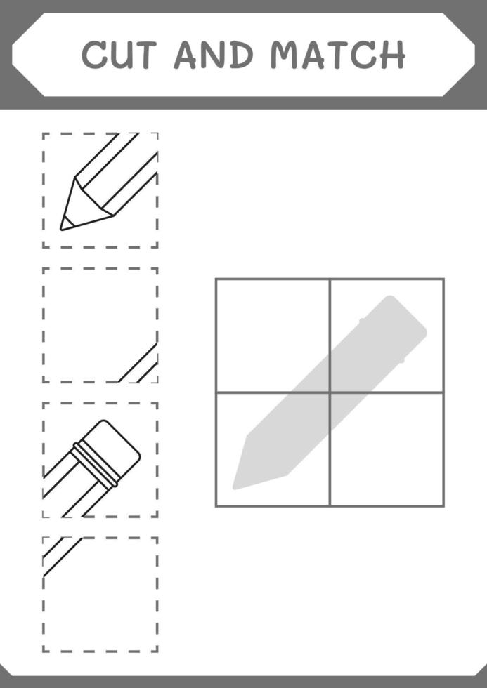 klipp och matcha delar av penna, spel för barn. vektor illustration, utskrivbart kalkylblad