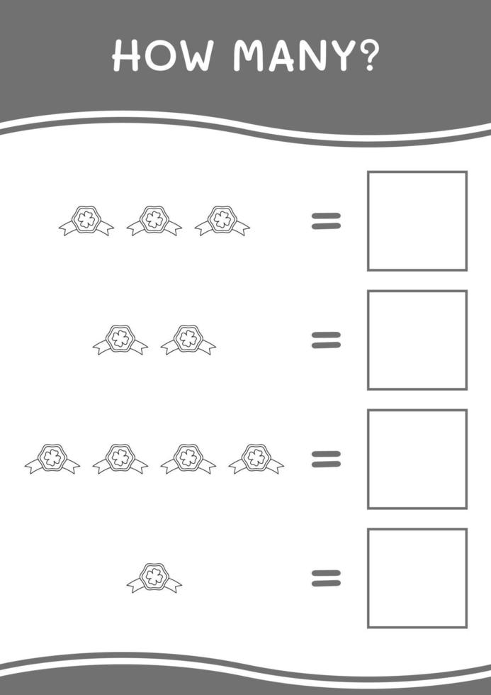 hur många av klöver märke, spel för barn. vektor illustration, utskrivbart kalkylblad