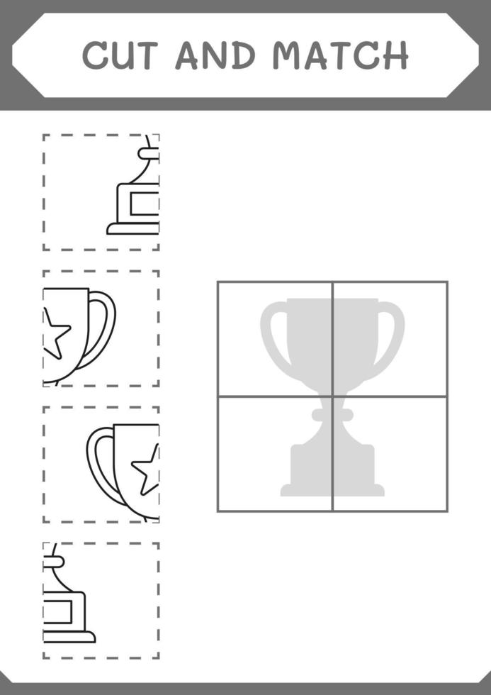klipp och matcha delar av trofé, spel för barn. vektor illustration, utskrivbart kalkylblad