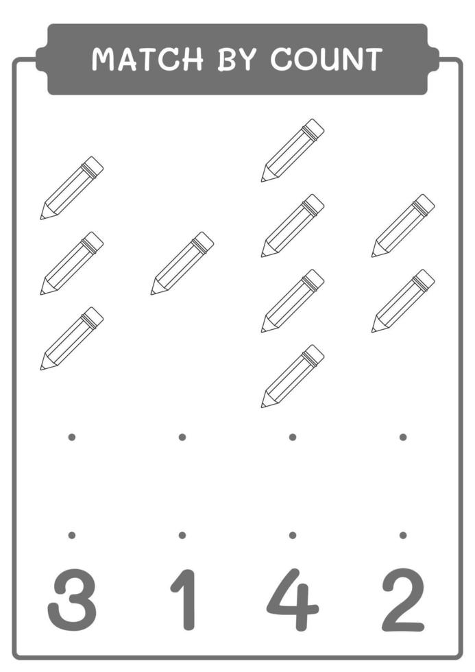 Spiel durch Zählen des Bleistifts, Spiel für Kinder. Vektorillustration, druckbares Arbeitsblatt vektor