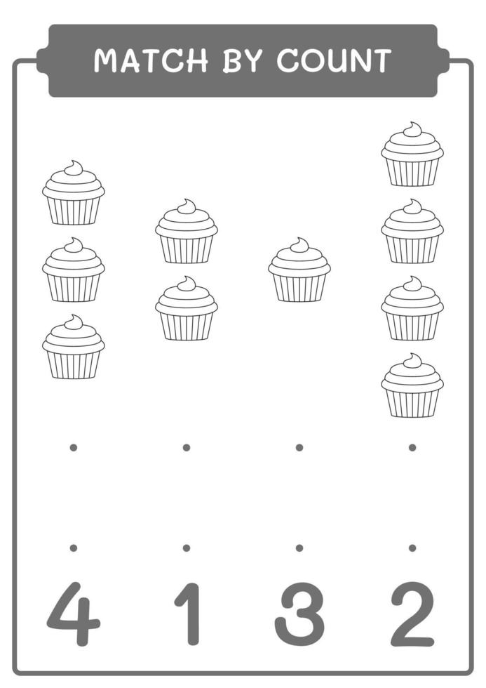 Spiel durch Zählung des Cupcakes, Spiel für Kinder. Vektorillustration, druckbares Arbeitsblatt vektor