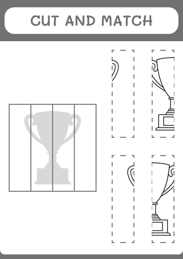 Teile der Trophäe ausschneiden und zusammenpassen, Spiel für Kinder. Vektorillustration, druckbares Arbeitsblatt vektor