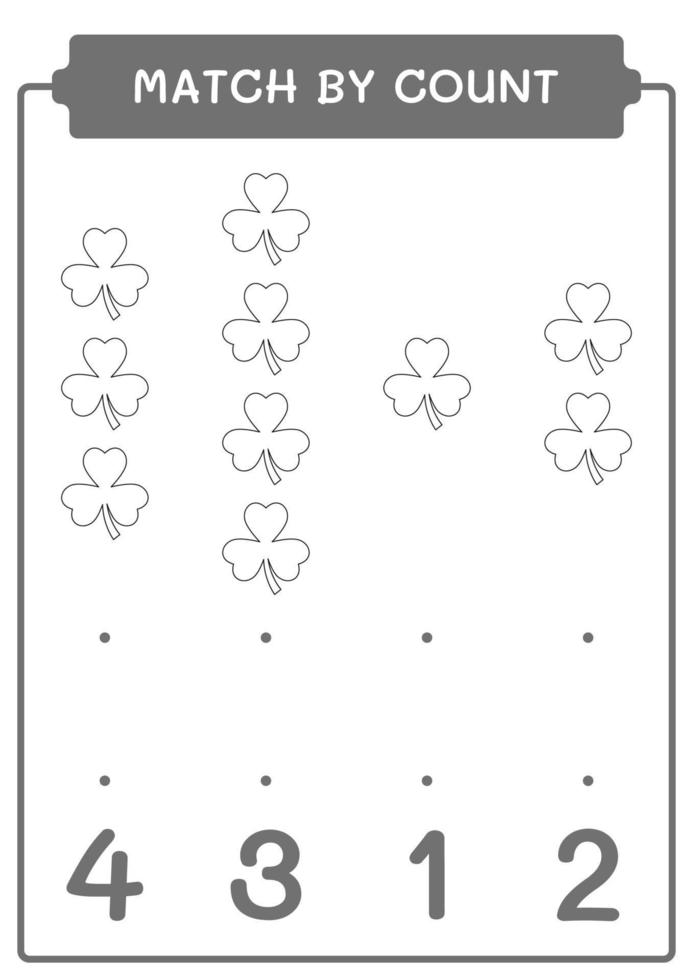 Spiel durch Zählung von Klee, Spiel für Kinder. Vektorillustration, druckbares Arbeitsblatt vektor