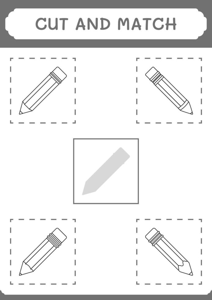 klipp och matcha delar av penna, spel för barn. vektor illustration, utskrivbart kalkylblad