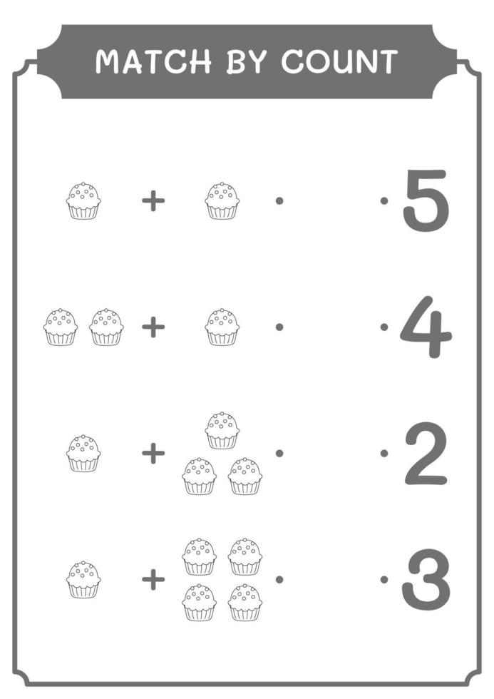 Spiel durch Zählung des Cupcakes, Spiel für Kinder. Vektorillustration, druckbares Arbeitsblatt vektor