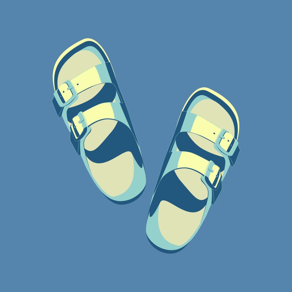 Schuhe Strand Flip Flops auf blauem Hintergrund vektor