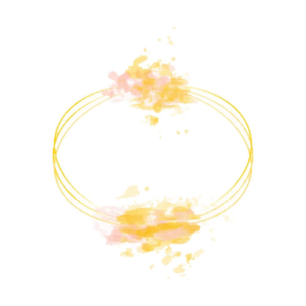 Aquarellspritzer mit goldenen geometrischen Luxusrahmen, luxuriösen Goldrahmen oder Rändern für Hochzeitseinladungen und Hochzeitskarten vektor