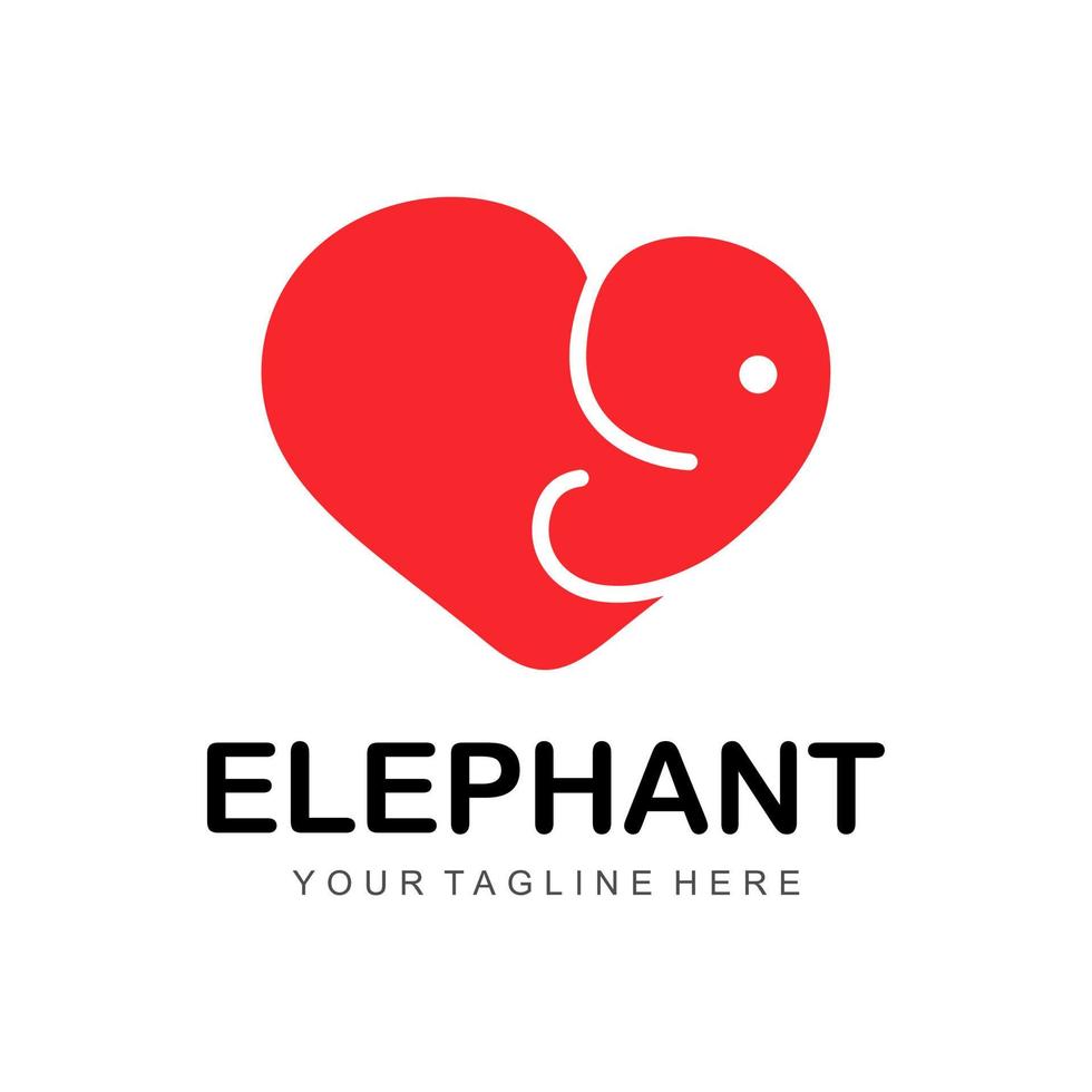 elefant hjärta logotyp vektor