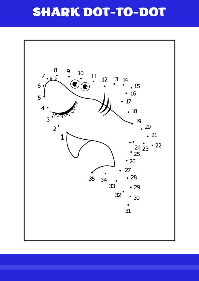 haj ansluter de punkt sida för ungar. haj ansluter de punkt bok för koppla av och meditation. vektor