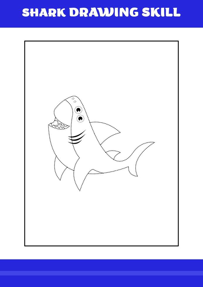 haj teckning skicklighet för ungar. haj teckning skicklighet bok för koppla av och meditation. vektor