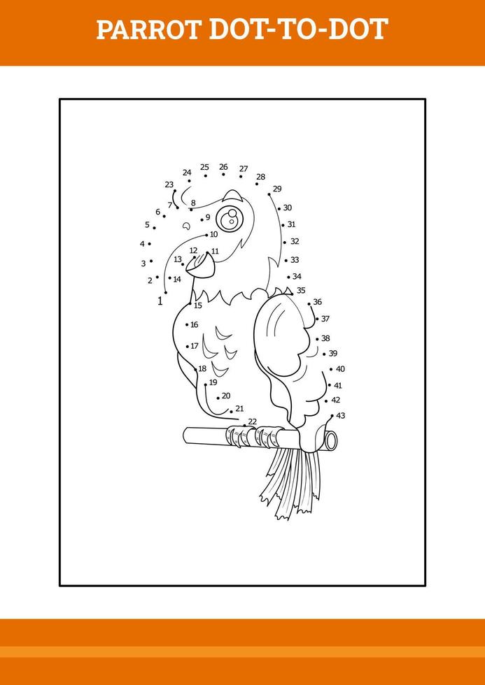 papegoja ansluta de punkt färg bok. linje konst design för barn tryckbar färg sida. vektor