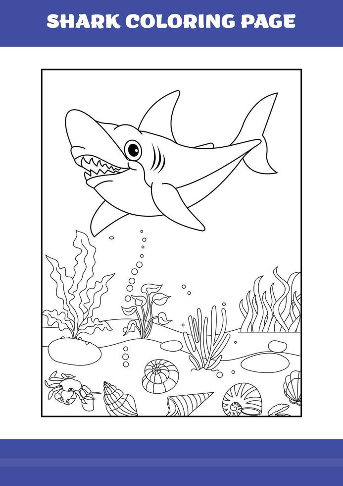 Ausmalbilder Haie für Kinder. Hai-Malbuch zum Entspannen und Meditieren. vektor