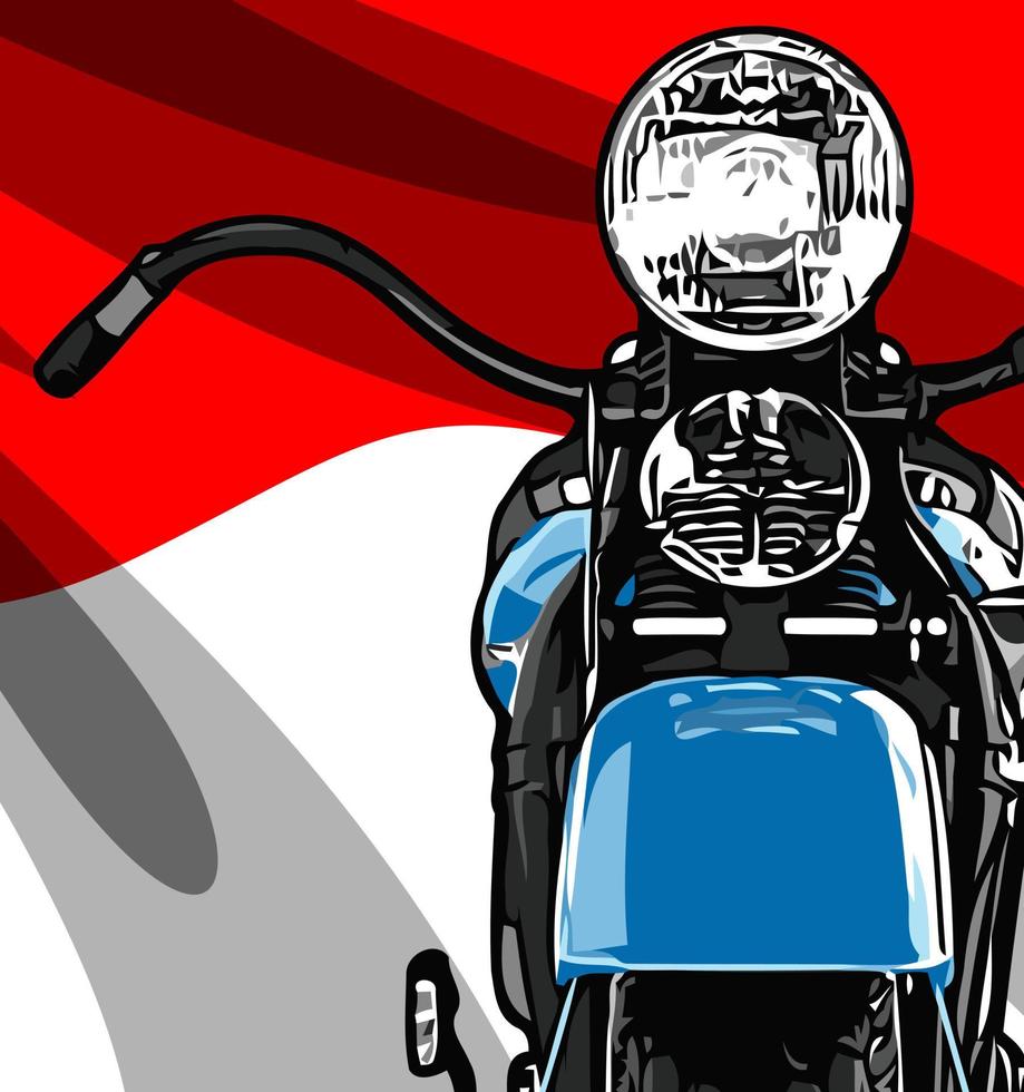 motorcykel främre se och flagga vektor