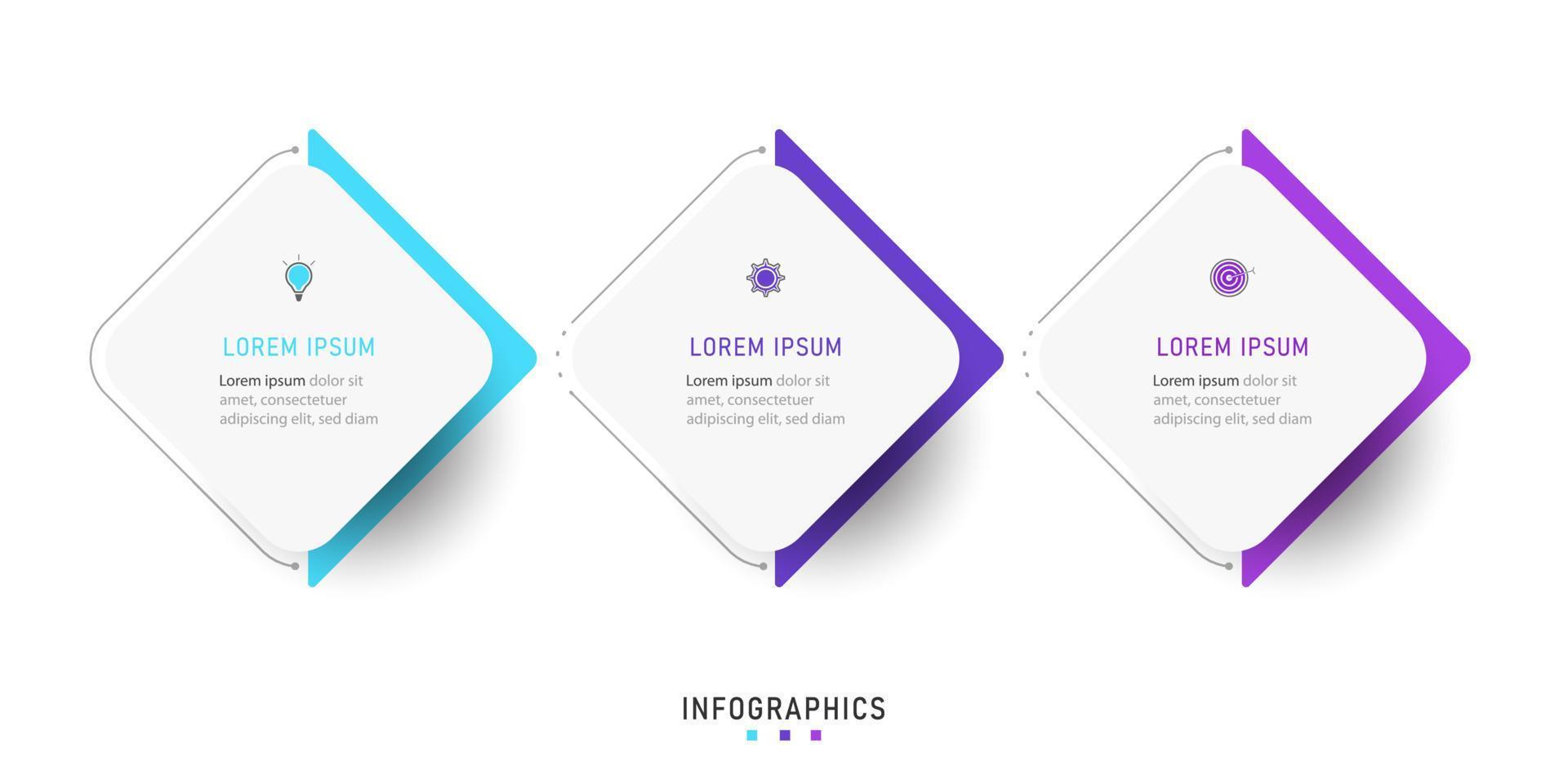 vektor infographic etikett designmall med ikoner och 3 alternativ eller steg. kan användas för processdiagram, presentationer, arbetsflödeslayout, banner, flödesschema, infograf.