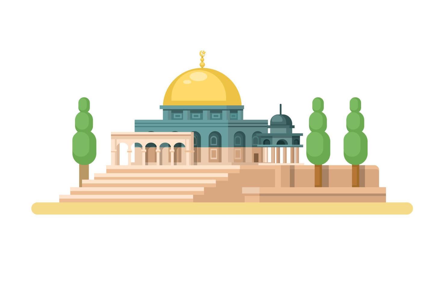 al Aqsa moské i jerusalem mitten öst Asien landmärke byggnad illustration vektor
