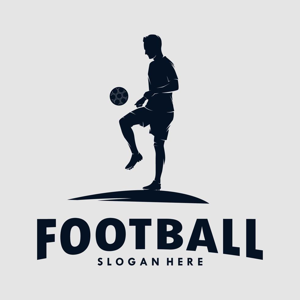 Fußball- und Fußballspieler-Mann-Logo-Design vektor