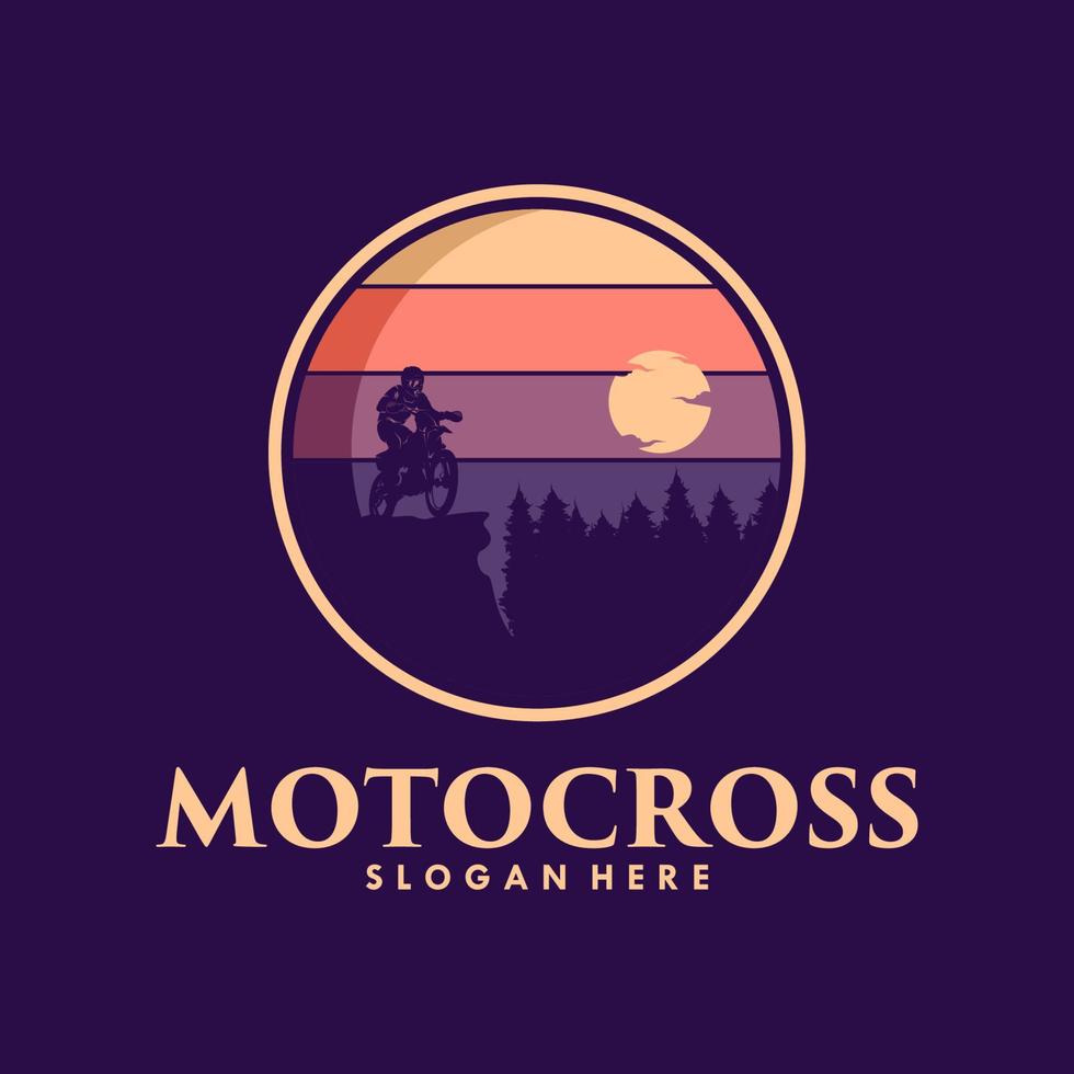 Abenteuer-Motocross-Gebirgsstraßen-Logo-Design vektor