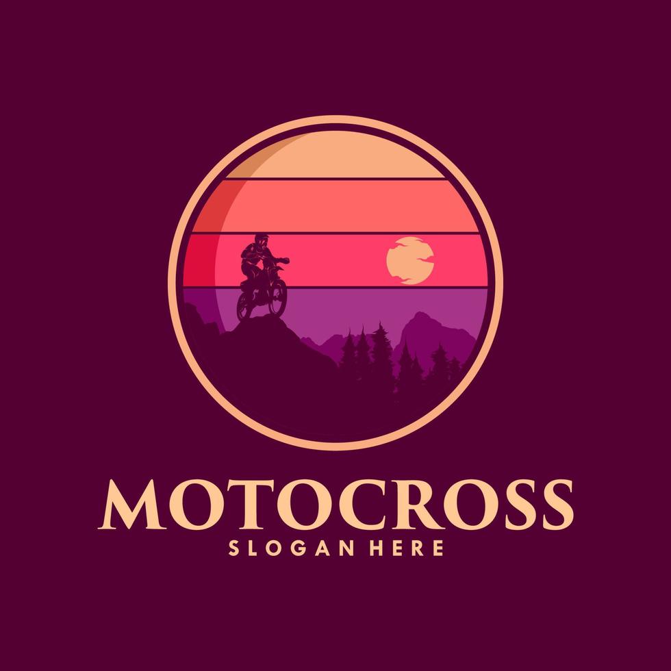 Abenteuer-Motocross-Gebirgsstraßen-Logo-Design vektor