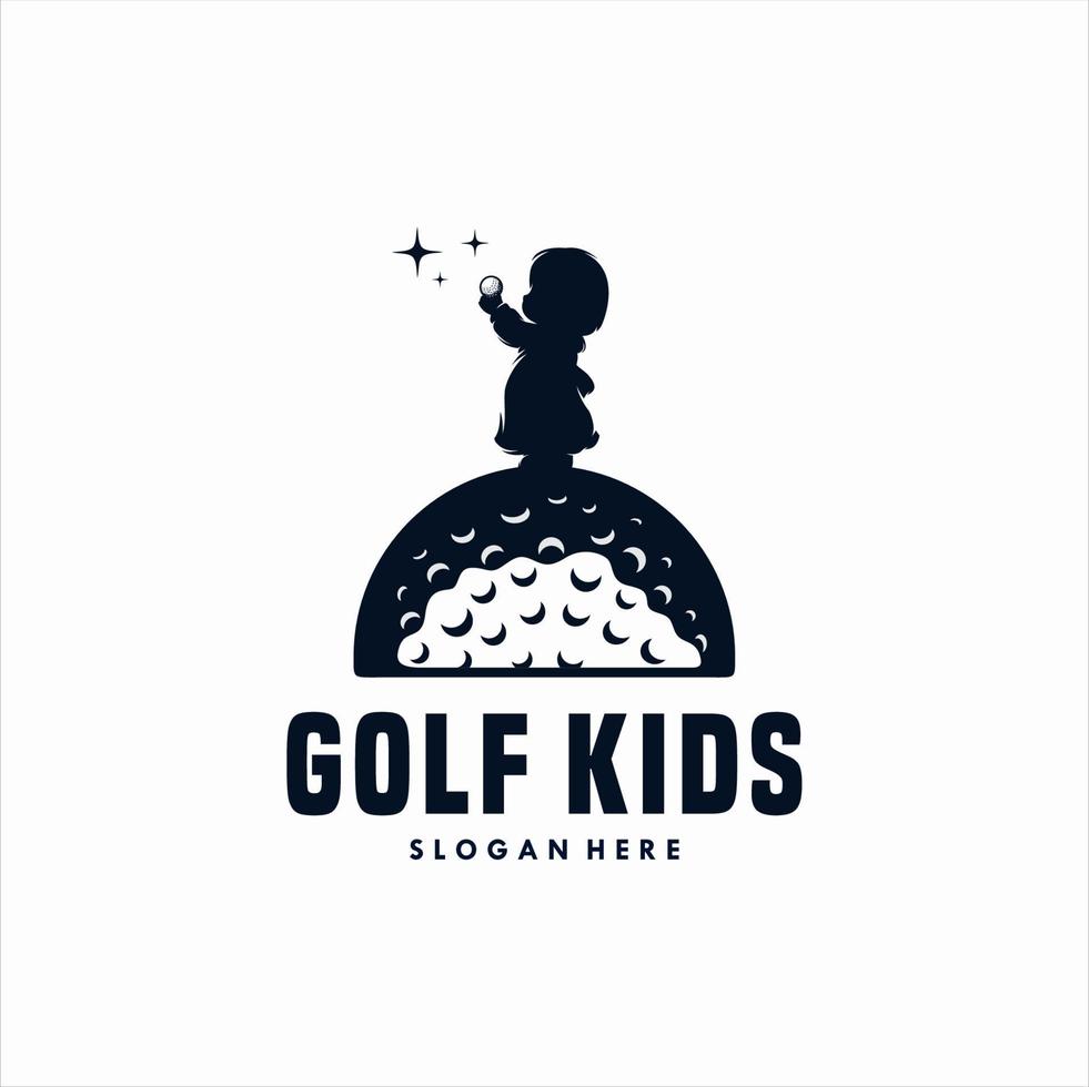 golf barn silhuett vektor golf logotyp