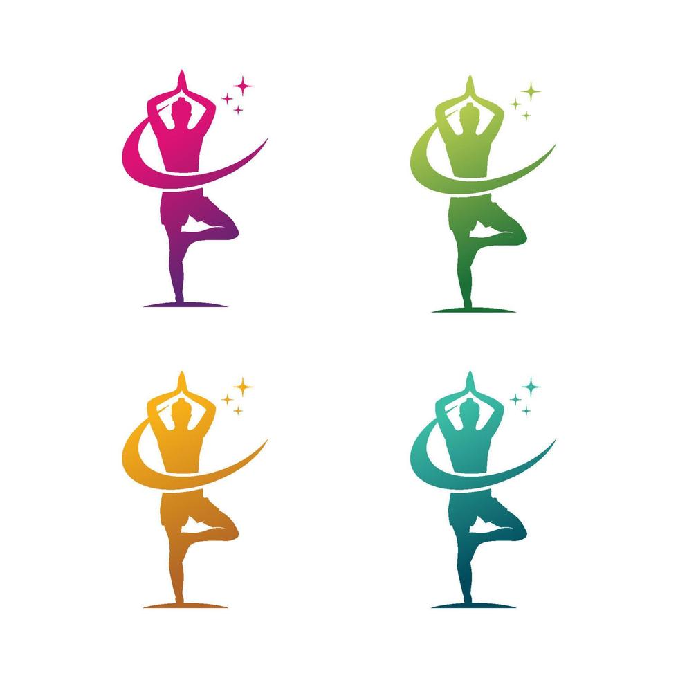 Satz von Yoga-Logo-Template-Design vektor