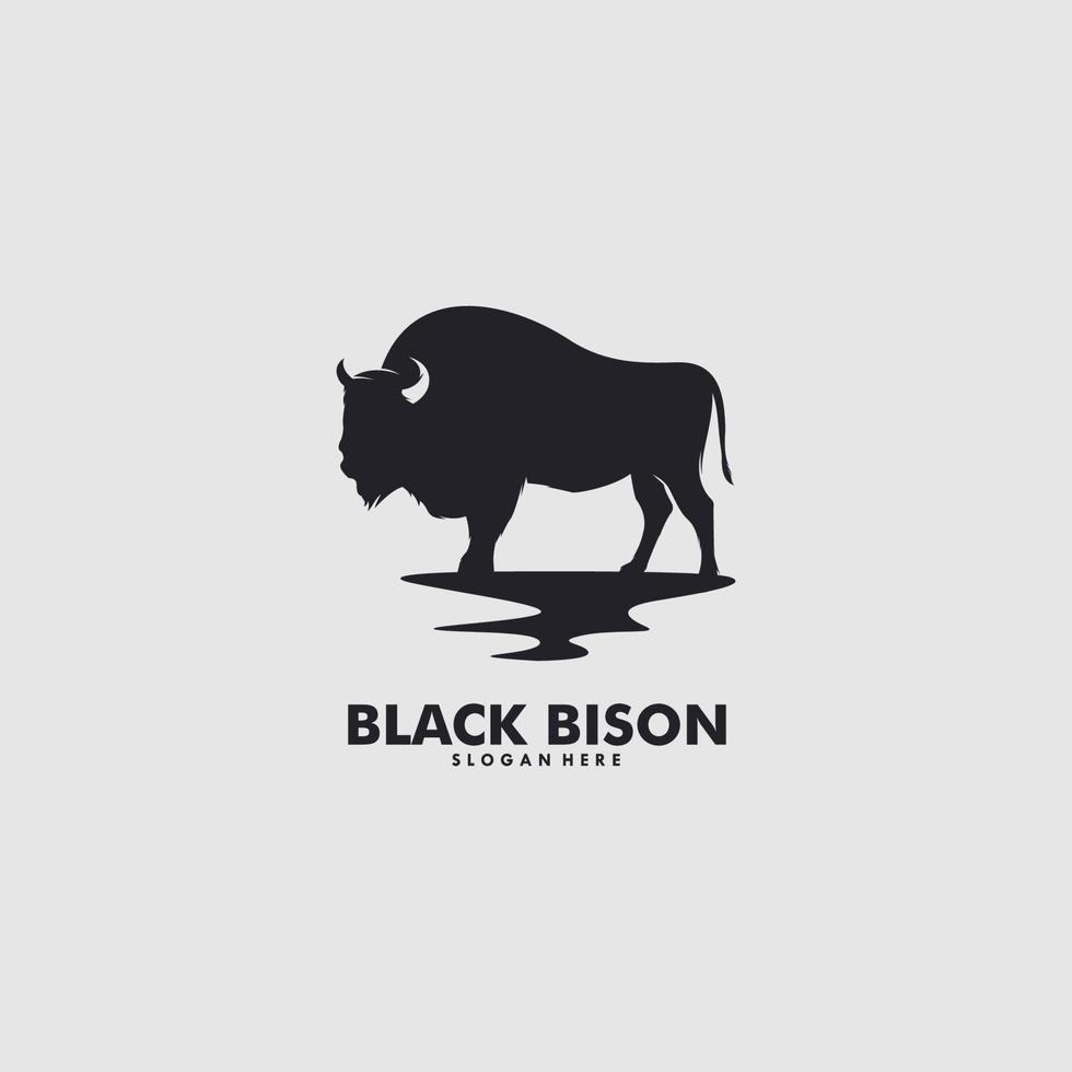 großer wilder Bison einfaches flaches Logo-Designkonzept vektor