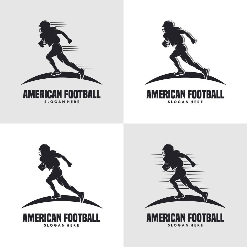 löpning amerikan fotboll spelare logotyp silhuett amerikan fotboll logotyp vektor