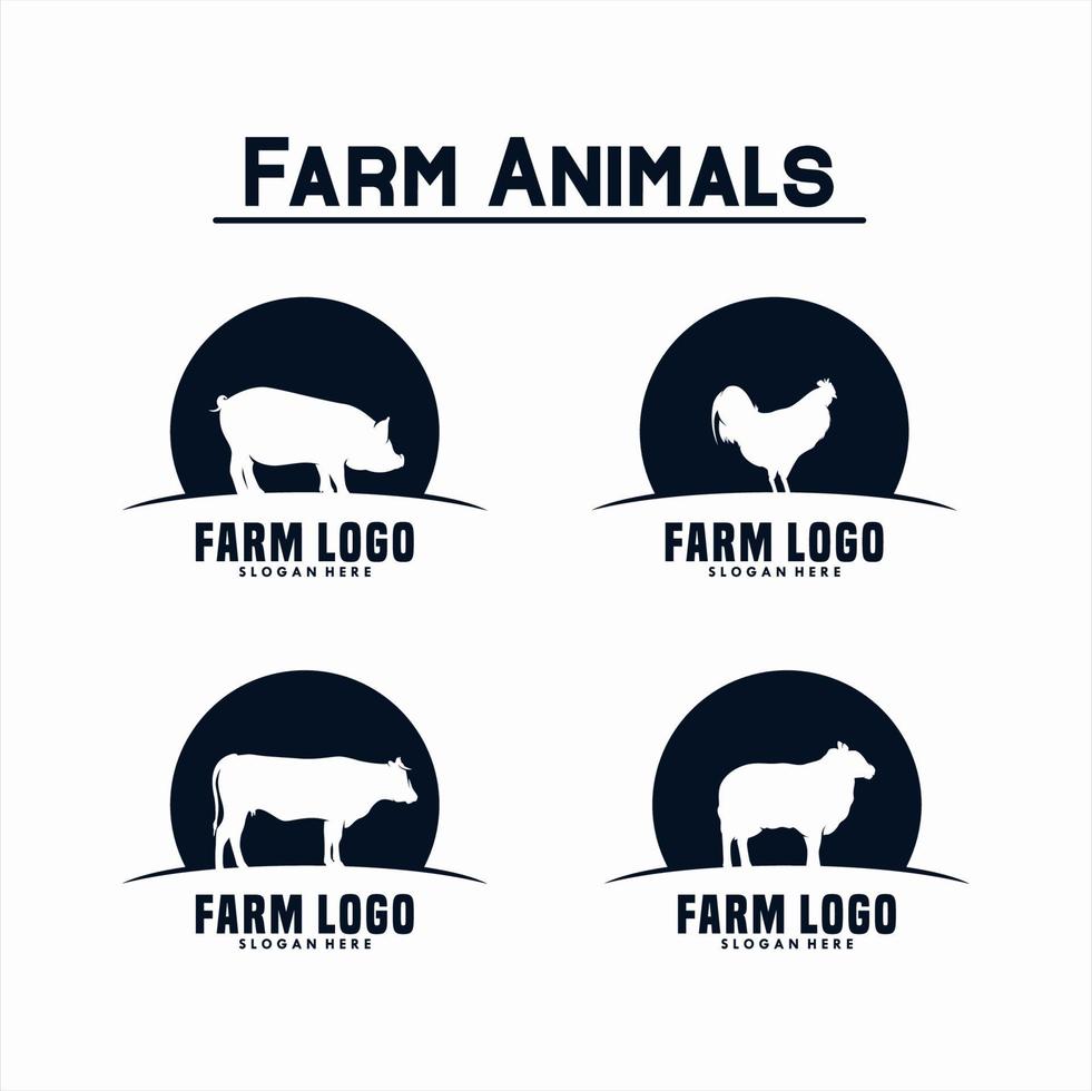 Set von Logo-Design für Nutztiere vektor