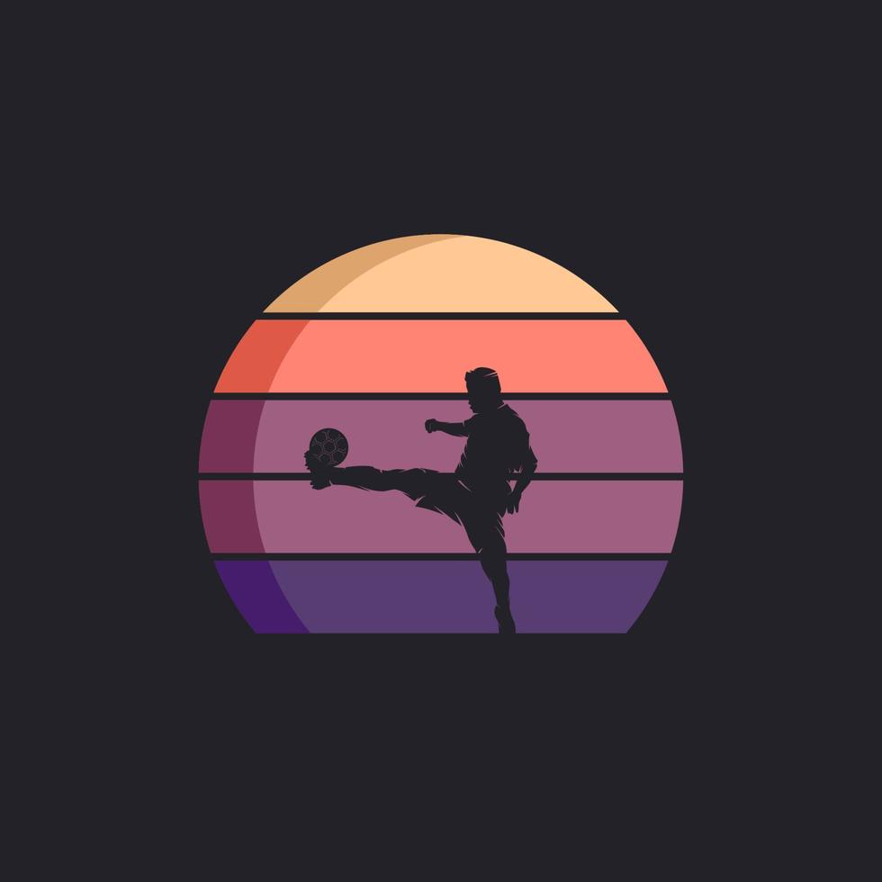 Fußballspieler in Action-Logo-Design-Vorlage vektor
