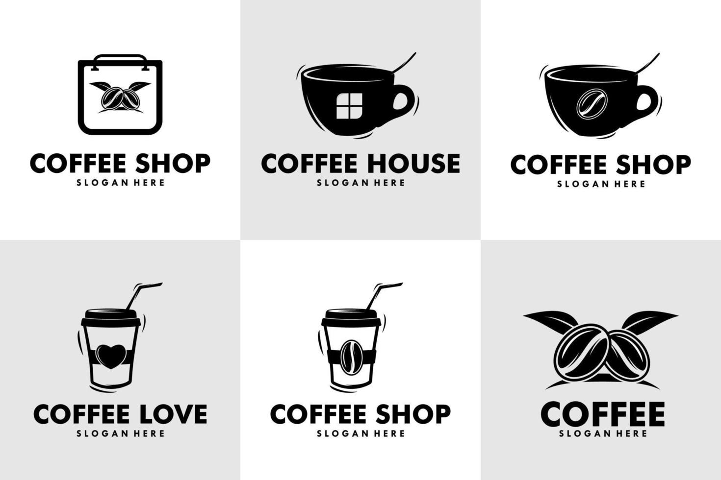 Satz von Logo-Kaffee-Design einfaches Etikett vektor