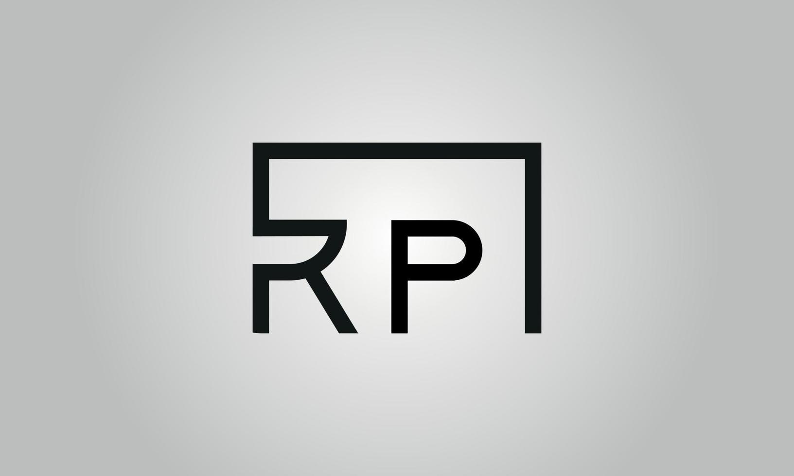 brev rp logotyp design. rp logotyp med fyrkant form i svart färger vektor fri vektor mall.