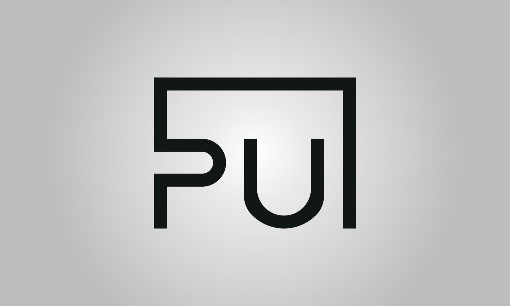 brev pu logotyp design. pu logotyp med fyrkant form i svart färger vektor fri vektor mall.