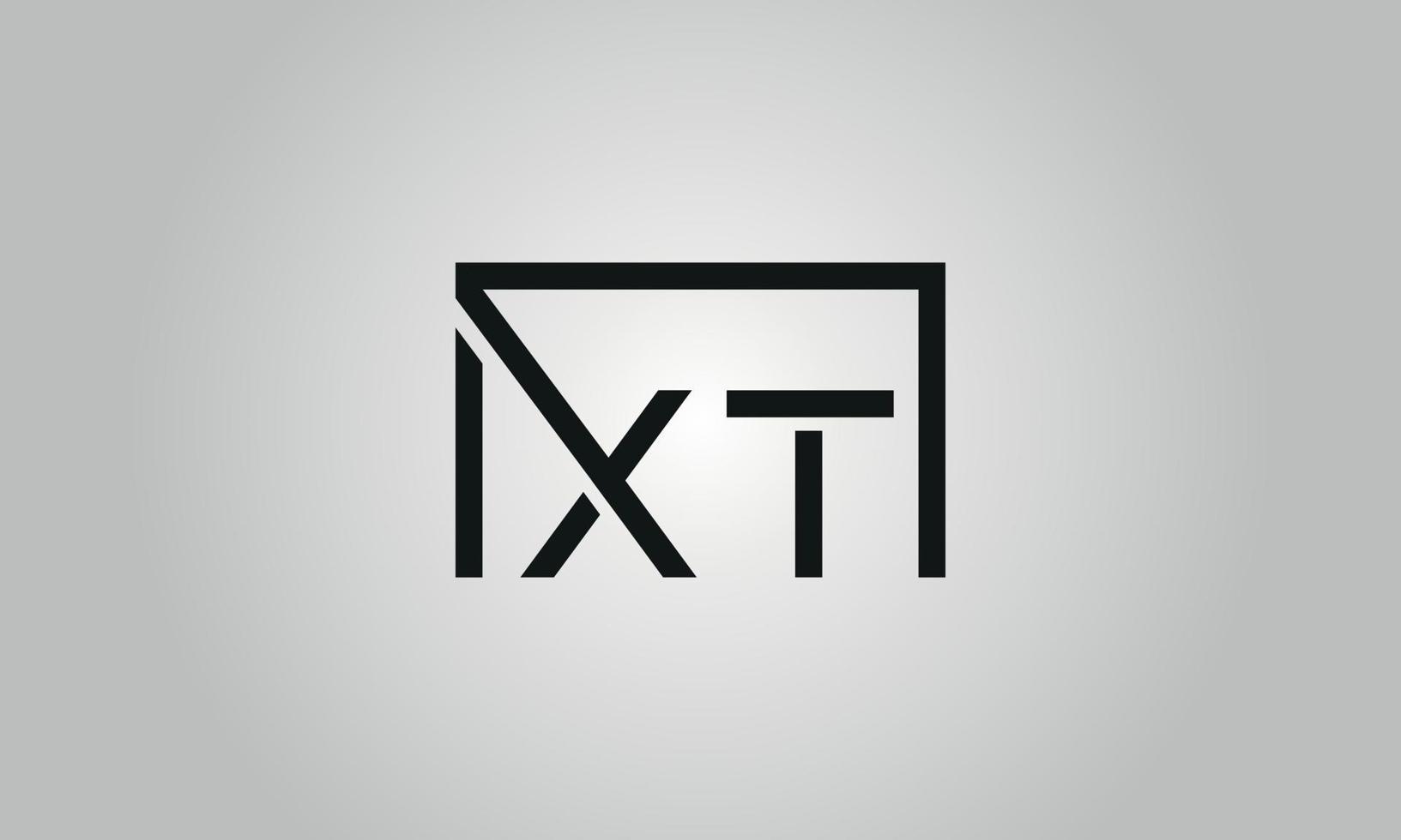 brev xt logotyp design. xt logotyp med fyrkant form i svart färger vektor fri vektor mall.