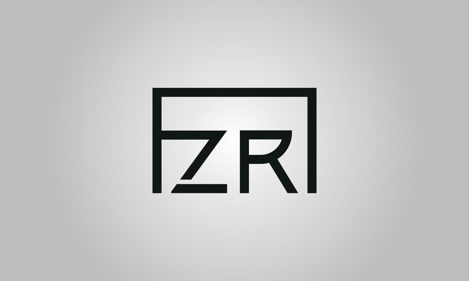 brev zr logotyp design. zr logotyp med fyrkant form i svart färger vektor fri vektor mall.