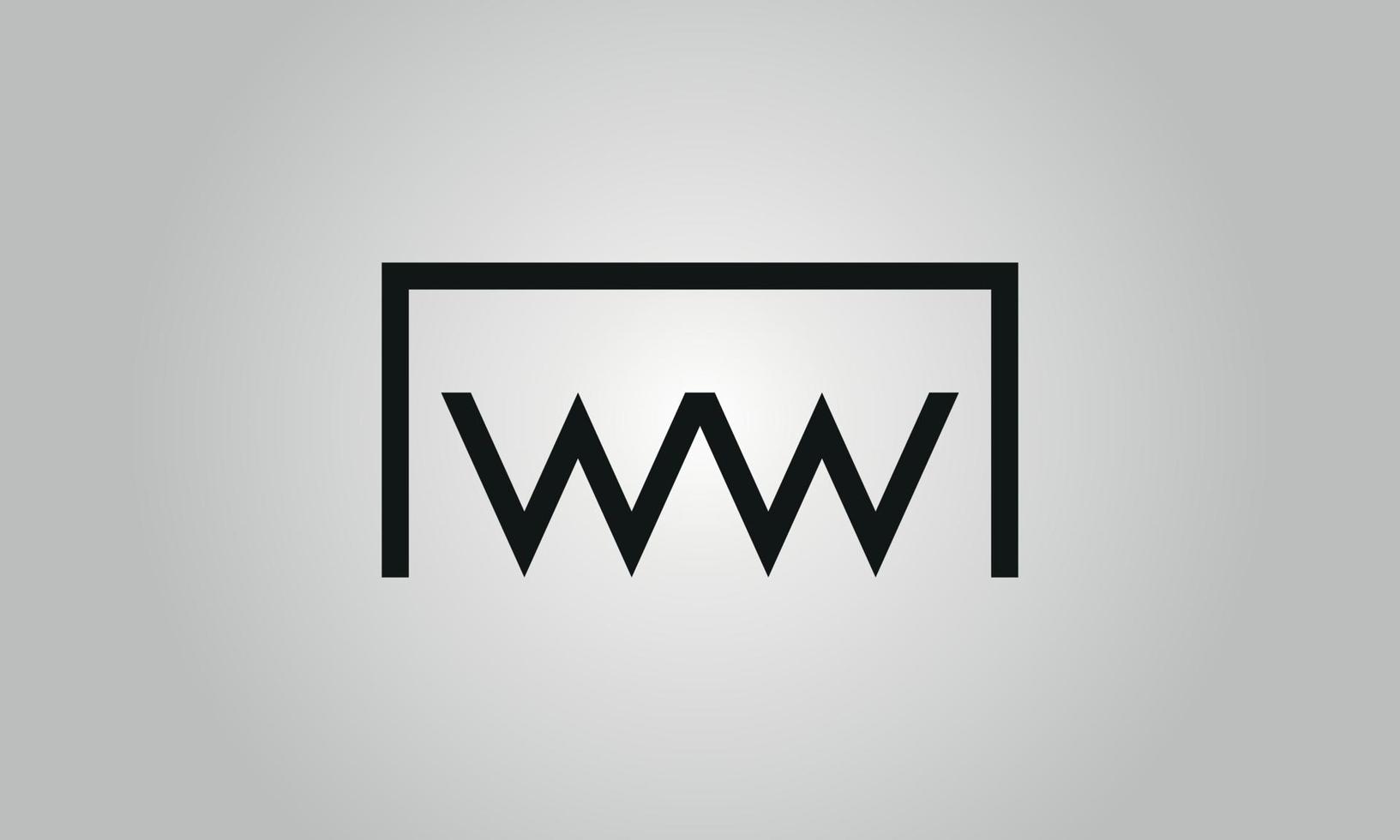 brev ww logotyp design. ww logotyp med fyrkant form i svart färger vektor fri vektor mall.