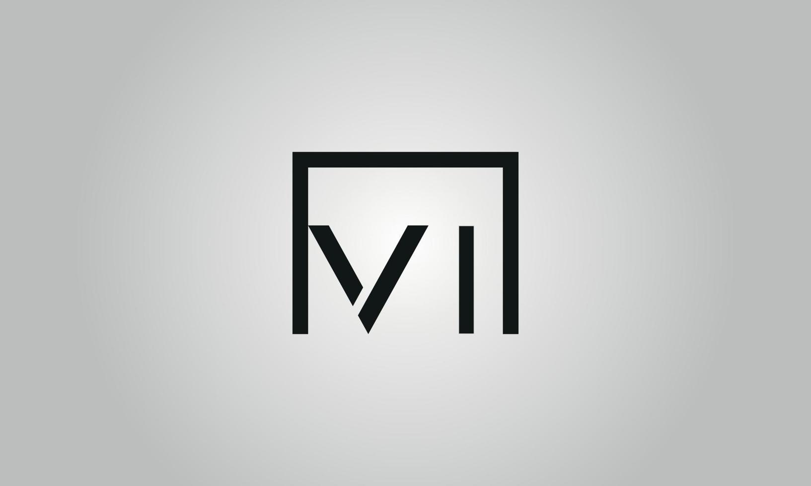 Buchstabe VI-Logo-Design. vi-Logo mit quadratischer Form in schwarzen Farben Vektor kostenlose Vektorvorlage.