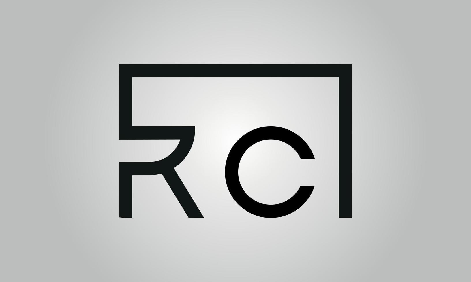 brev rc logotyp design. rc logotyp med fyrkant form i svart färger vektor fri vektor mall.