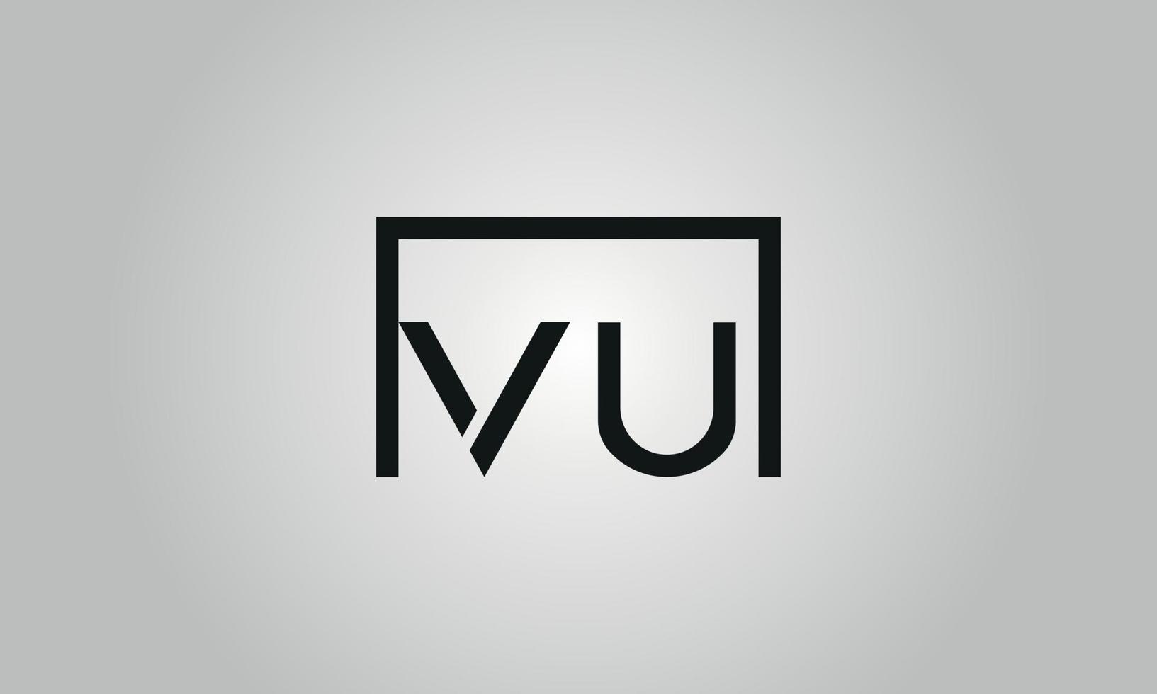 Buchstabe Vu-Logo-Design. vu-Logo mit quadratischer Form in schwarzen Farben Vektor kostenlose Vektorvorlage.