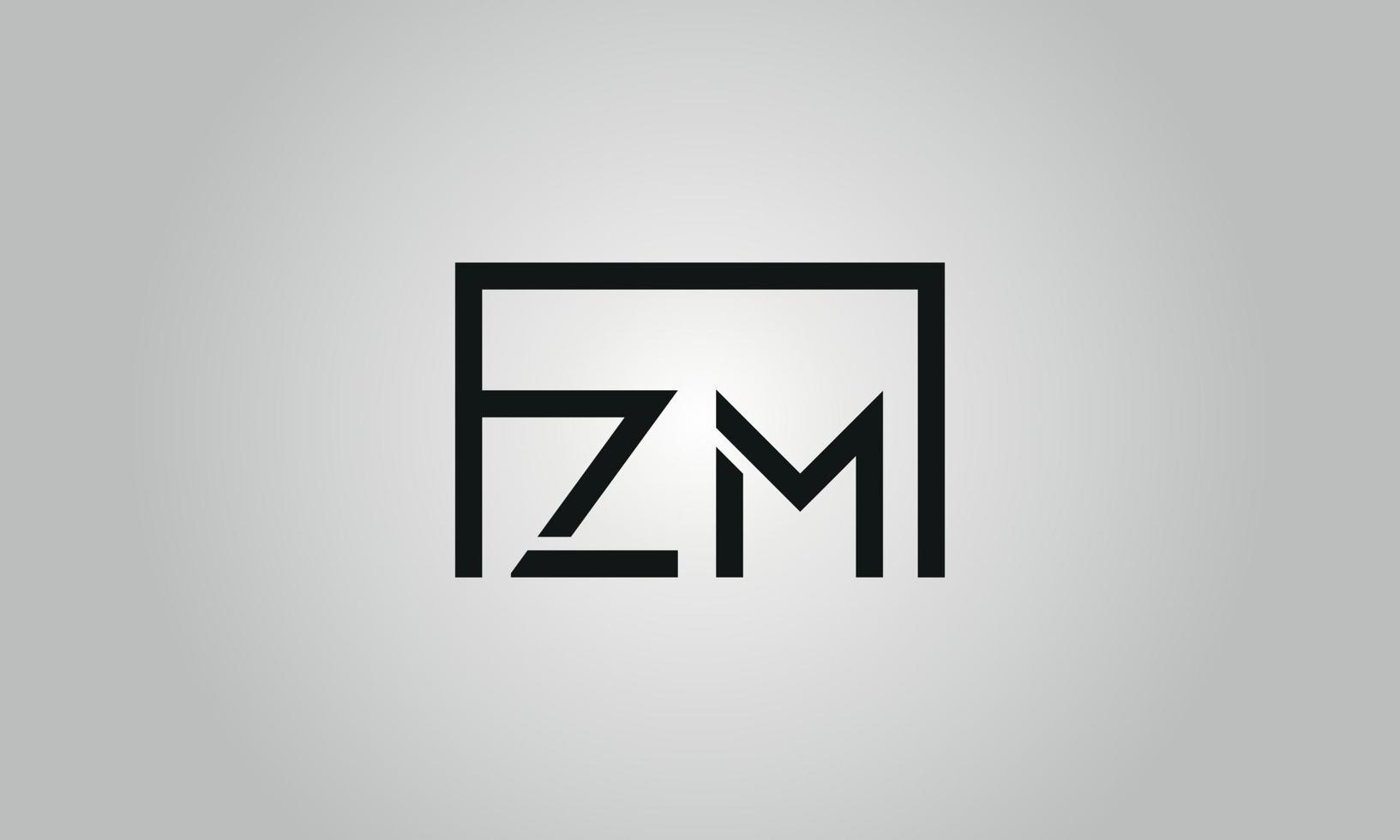 Buchstabe zm Logo-Design. zm-Logo mit quadratischer Form in schwarzen Farben Vektor kostenlose Vektorvorlage.