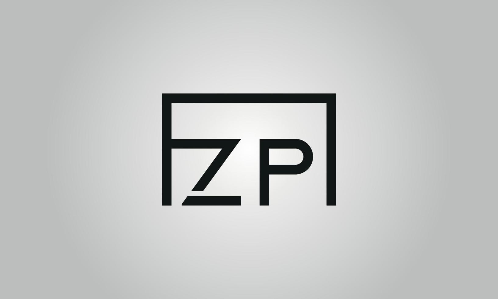 brev Z P logotyp design. Z P logotyp med fyrkant form i svart färger vektor fri vektor mall.