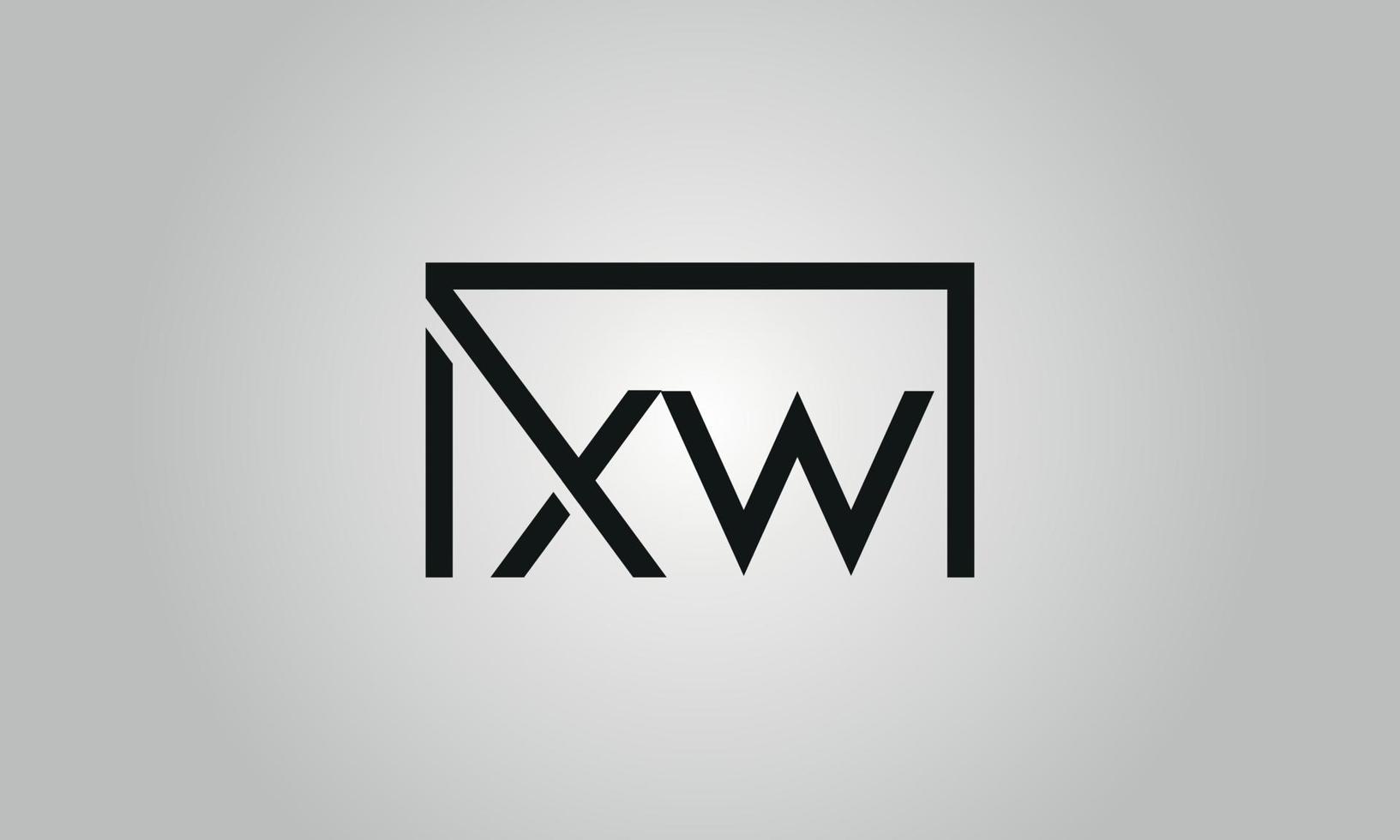 brev xw logotyp design. xw logotyp med fyrkant form i svart färger vektor fri vektor mall.