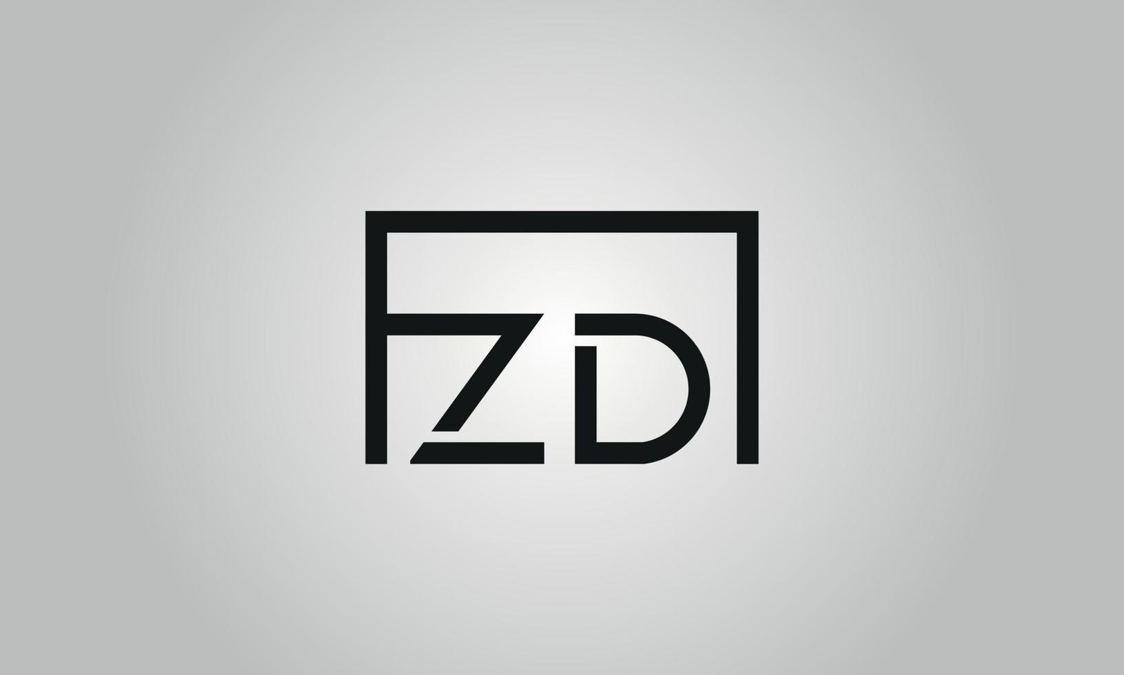 brev zd logotyp design. zd logotyp med fyrkant form i svart färger vektor fri vektor mall.