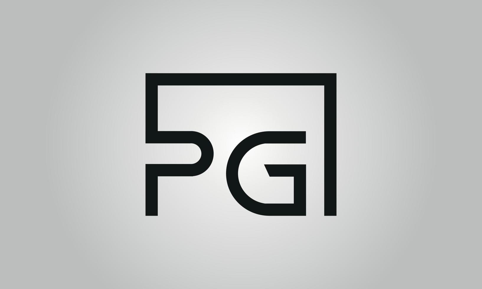 Buchstabe pg-Logo-Design. Pg-Logo mit quadratischer Form in schwarzen Farben Vektor kostenlose Vektorvorlage.