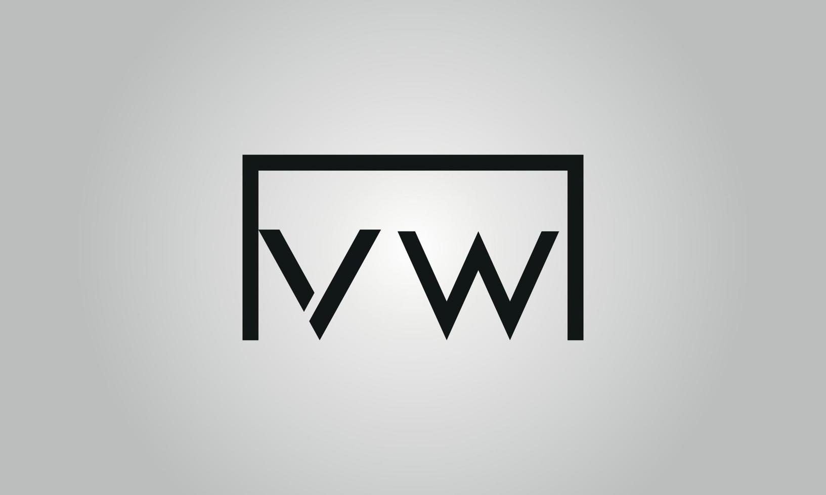 brev vw logotyp design. vw logotyp med fyrkant form i svart färger vektor fri vektor mall.
