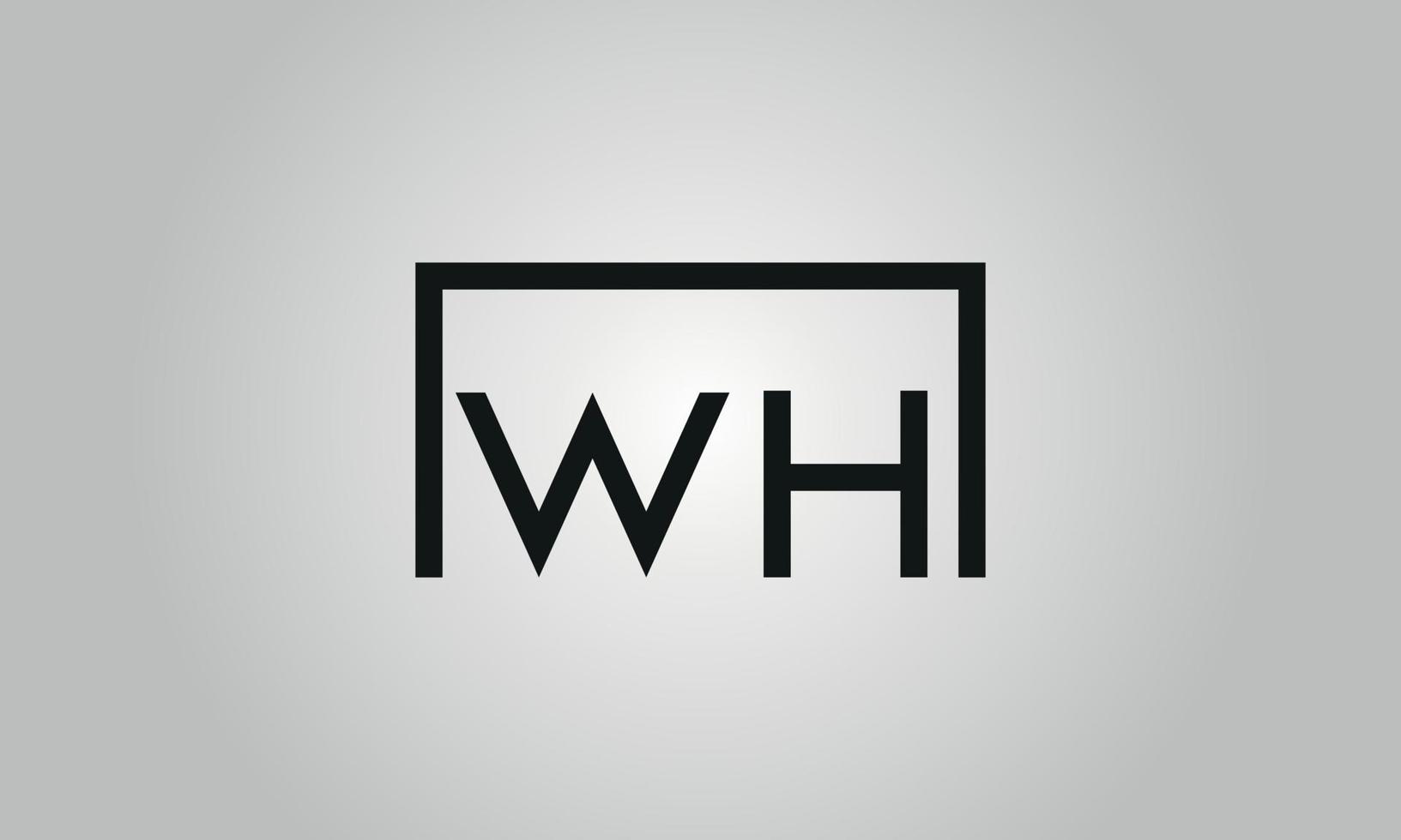 Buchstabe w Logo-Design. wh-Logo mit quadratischer Form in schwarzen Farben Vektor kostenlose Vektorvorlage.