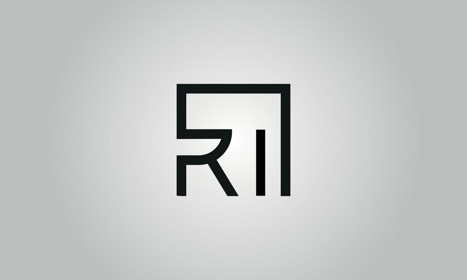 brev ri logotyp design. ri logotyp med fyrkant form i svart färger vektor fri vektor mall.