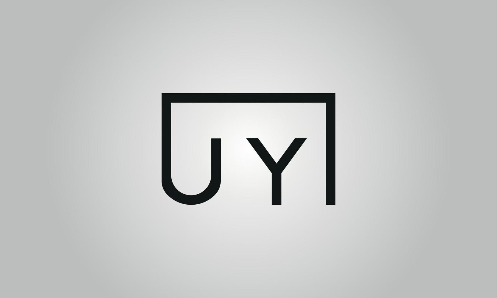Buchstabe uy Logo-Design. uy-Logo mit quadratischer Form in schwarzen Farben Vektor kostenlose Vektorvorlage.